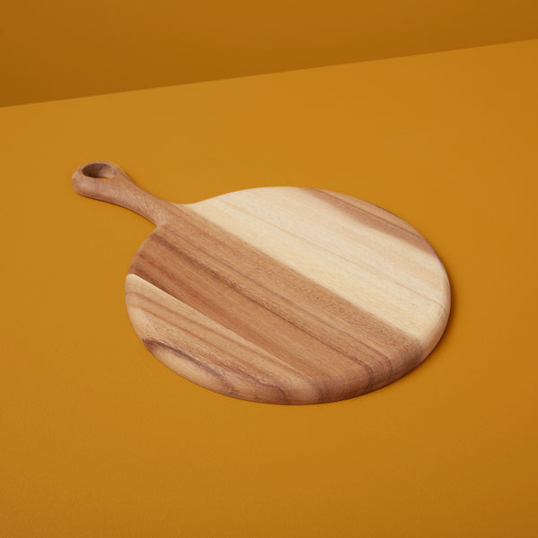 Acacia Small Round Board with Short Handle