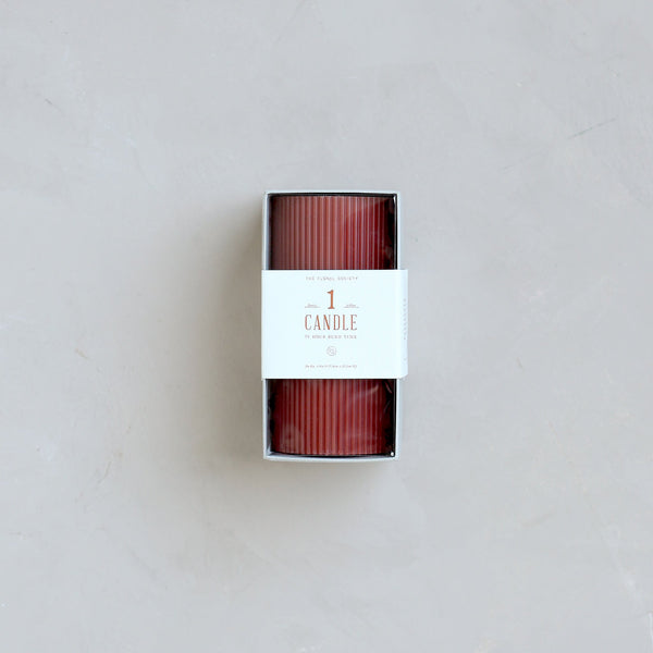 Ribbed Pillar Candle, Clay