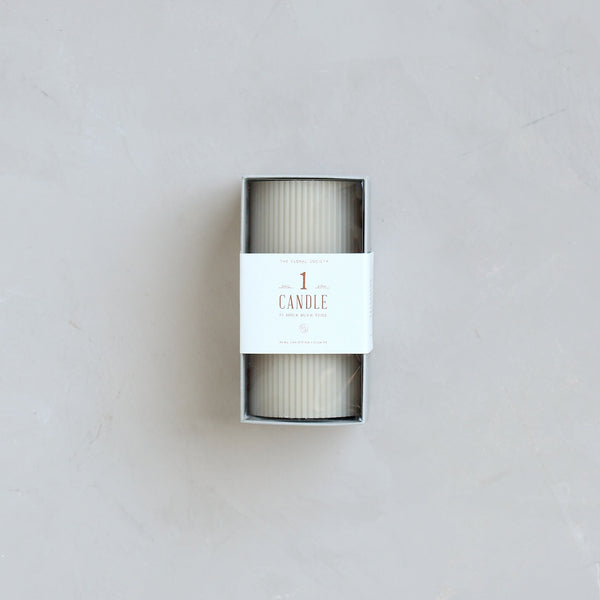 Ribbed Pillar Candle, Parchment