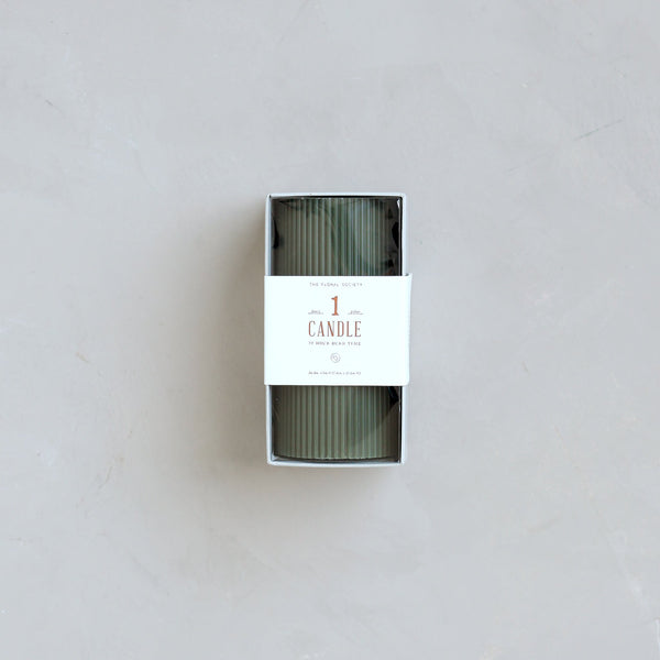 Ribbed Pillar Candle, Moss